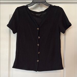 Black Button-Up Women's Top